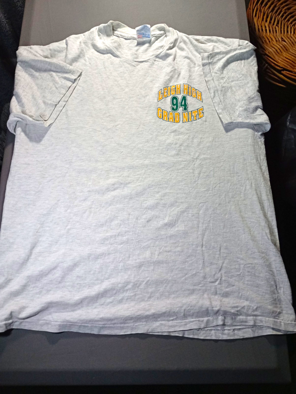 Hanes Beefy-T Graphic T Shirt Men's Size XL Gray Double-Sided Vintage 90s